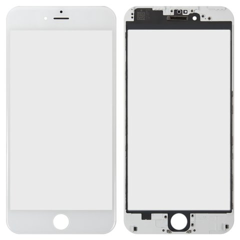 Стекло корпуса для iPhone 6 Plus, с рамкой, с OCA пленкой, белое