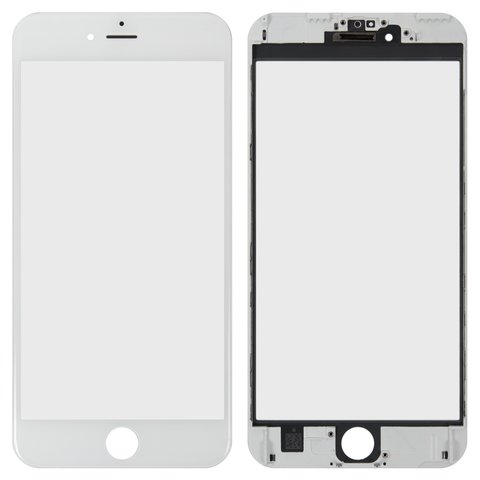 Стекло корпуса для iPhone 6S Plus, с рамкой, с OCA пленкой, белое