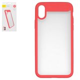 Чохол Baseus для iPhone X, червоний, прозорий, скло, силікон, #ARAPIPHX-SB09
