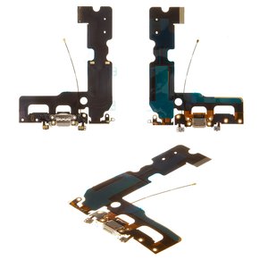 Шлейф для iPhone 7 Plus, конектора навушників, конектора зарядки, білий, з компонентами, Copy
