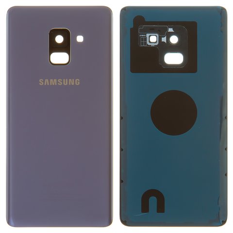 Задня панель корпуса для Samsung A530F Galaxy A8 2018 , фіолетова, сіра, із склом камери