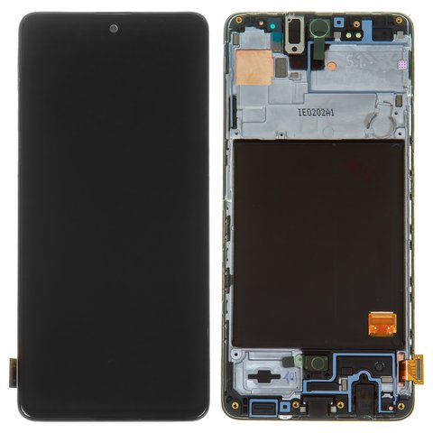 Дисплей для Samsung A515 Galaxy A51, черный, с рамкой, Оригинал переклеено стекло 