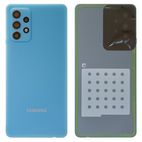 Задня панель корпуса для Samsung A725 Galaxy A72, блакитна, із склом камери