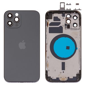 Корпус для iPhone 12 Pro, сірий, з тримачем SIM карти, з боковими кнопками, graphite