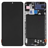 Дисплей для Samsung A705 Galaxy A70, черный, с рамкой, Оригинал (переклеено стекло)