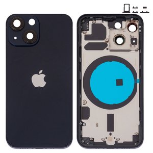 Корпус для iPhone 13 mini, чорний, з тримачем SIM карти, з боковими кнопками, midnight