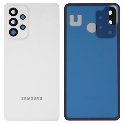Задняя панель корпуса для Samsung A536 Galaxy A53 5G, белая, со стеклом камеры