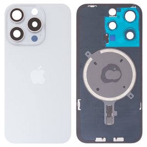 Задняя панель корпуса для iPhone 15 Pro, белая, со стеклом камеры, Original PRC 
