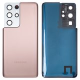 Задня панель корпуса для Samsung G998 Galaxy S21 Ultra 5G, бронзова, із склом камери, High Copy