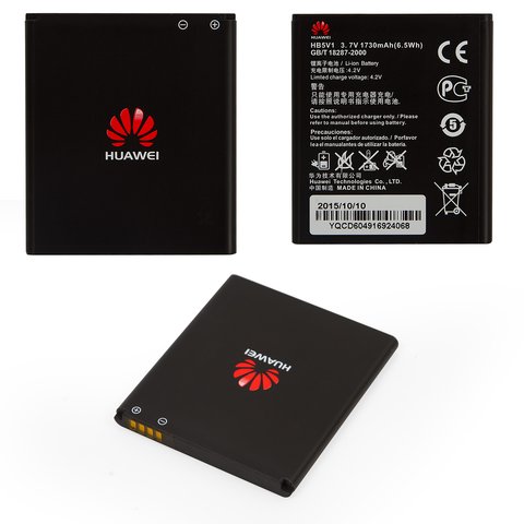 Batería HB5V1 puede usarse con Huawei Ascend Y511 U30 Dual Sim, Li ion, 3.7 V, 1730 mAh, Original PRC 