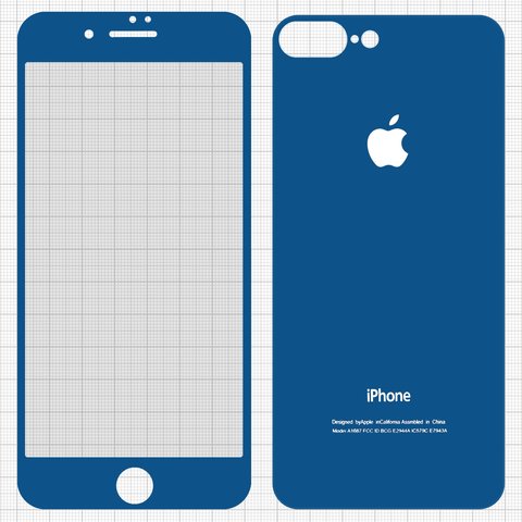 Tempered Glass Screen Protector All Spares compatible with Apple iPhone 7 Plus, 0,26 mm 9H, front and back, dark blue 