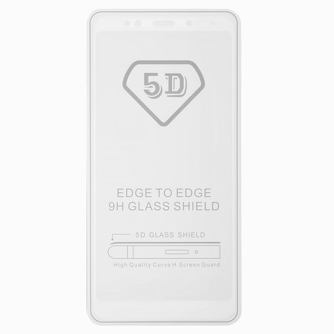 Vidrio de protección templado All Spares puede usarse con Xiaomi Redmi 5 Plus, 0,26 mm 9H, 5D Full Glue, blanco, capa de adhesivo se extiende sobre toda la superficie del vidrio