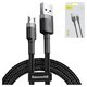 USB Cable Baseus Cafule, (USB type-A, micro USB type-B, 100 cm, 2.4 A, black) #CAMKLF-BG1