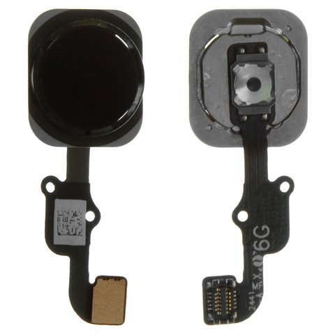 Шлейф для iPhone 6, iPhone 6 Plus, кнопки Home, черный, с пластиком, AAA