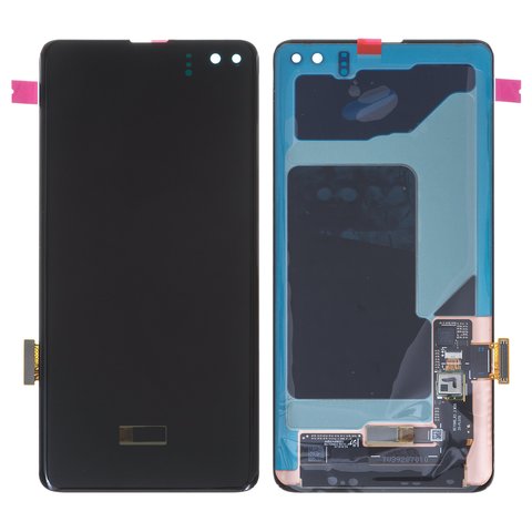LCD compatible with Samsung G975 Galaxy S10 Plus, black, without frame, original change glass 