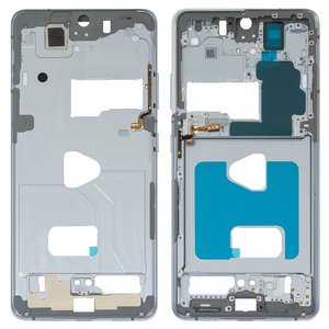 Parte media de carcasa puede usarse con Samsung G998 Galaxy S21 Ultra 5G, plateada, marco para fijar pantalla
