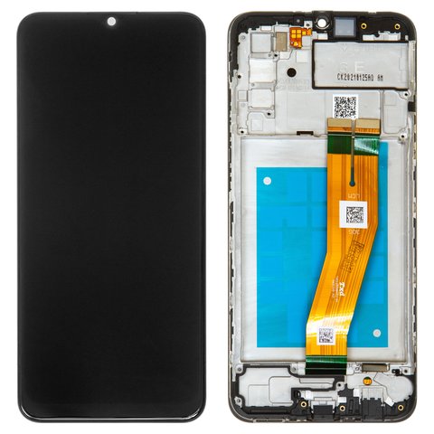 Дисплей для Samsung A025F DS Galaxy A02s, черный, с рамкой, Original PRC , с желтым шлейфом, 160,5x72 mm 