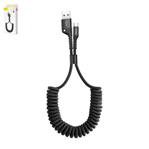 Cable USB Baseus Fish Eye Spring, USB tipo A, Lightning, 100 cm, 2 A, negro, #CALSR 01