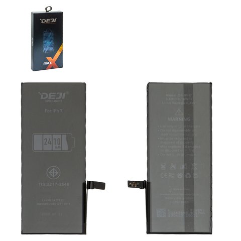 Batería Deji puede usarse con Apple iPhone 7, Li ion, 3.8 V, 2410 mAh, mayor capacidad, original IC