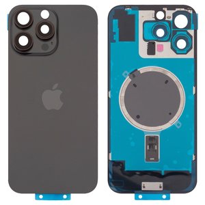 Housing Back Cover compatible with iPhone 16 Pro Max, black, with camera lens, Original PRC , black titanium 