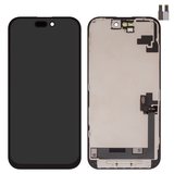 Pantalla LCD puede usarse con iPhone 16, negro, con marco, AAA, (TFT), ZY, LTPS FHD