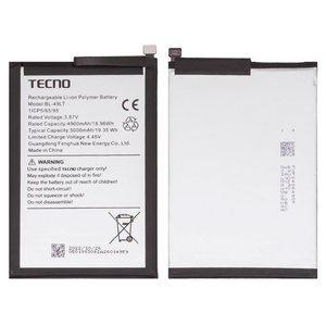 Battery BL 49LT compatible with Tecno Camon 19, Li Polymer, 3.87 V, 5000 mAh, Original PRC  