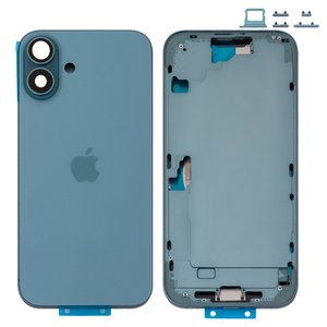 Housing compatible with iPhone 16 Plus, green, with SIM card holders, with side buttons, Original PRC , EU Version, teal 