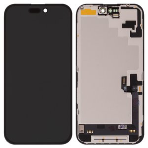 LCD compatible with iPhone 16, black, with frame, High Copy, without error, OLED  soft diagnosable, DD OLED 