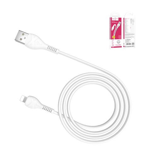USB дата кабель Hoco X37, USB тип A, Lightning, 100 см, 2,4 А, білий