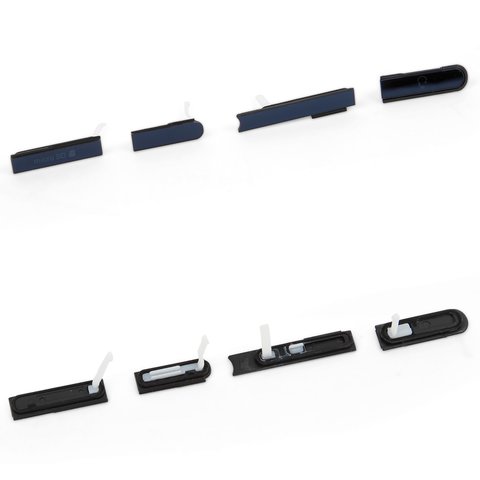 Side Button Cap compatible with Sony C6602 L36h Xperia Z, C6603 L36i Xperia Z, C6606 L36a Xperia Z, full set, black 