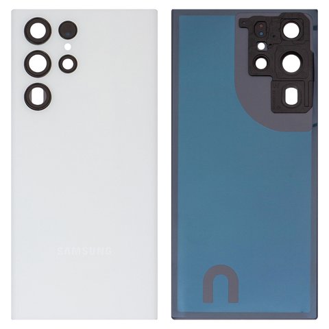 Задняя панель корпуса для Samsung S908B Galaxy S22 Ultra 5G, белая, со стеклом камеры