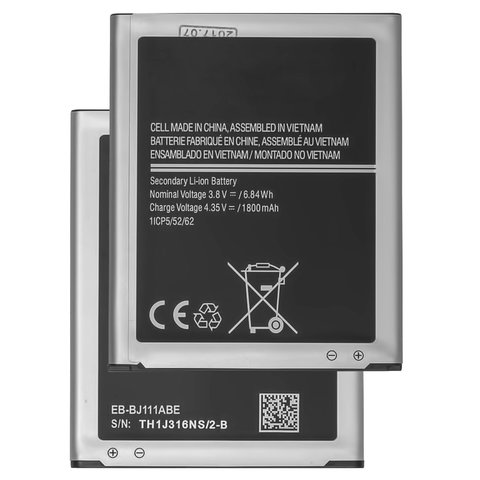 Batería EB BJ111ABE puede usarse con Samsung J110H DS Galaxy J1 Ace, Li ion, 3.8 V, 1800 mAh, Original PRC