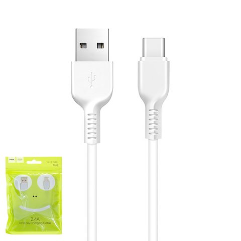 Cable de datos USB Hoco X13, USB tipo A, USB tipo C, 100 cm, 2.4 A, blanco