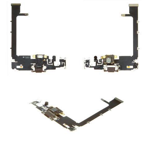 Cable flex puede usarse con Apple iPhone 11 Pro Max, del conector de carga, del conector de auriculares, dorado, con micrófono, Original PRC 