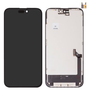 Pantalla LCD puede usarse con iPhone 15 Plus, negro, con marco, HC, sin microchip, AMOLED , GX OEM soft