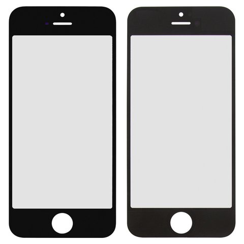 Стекло корпуса для Apple iPhone 5, iPhone 5C, iPhone 5S, iPhone SE, черное, HC