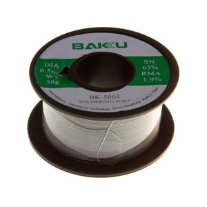 Припій BAKU BK 5005, Sn 63% , Pb 35,1%, флюс 1,9%, 0,5 мм, 50 г