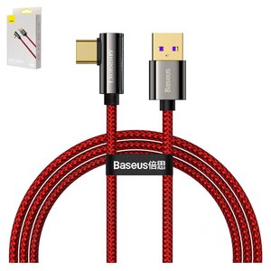 USB кабель Baseus Legend, USB тип C, USB тип A, 100 см, 66 Вт, червоний, Г подібний, в нейлоновому обплетенні, #CACS000409
