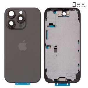 Корпус для iPhone 16 Pro, черный, с держателем SIM карты, с боковыми кнопками, Original PRC , EU Version, black titanium