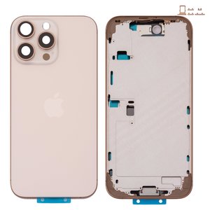 Корпус для iPhone 16 Pro Max, золотистый, с держателем SIM карты, с боковыми кнопками, Original PRC , EU Version, desert titanium